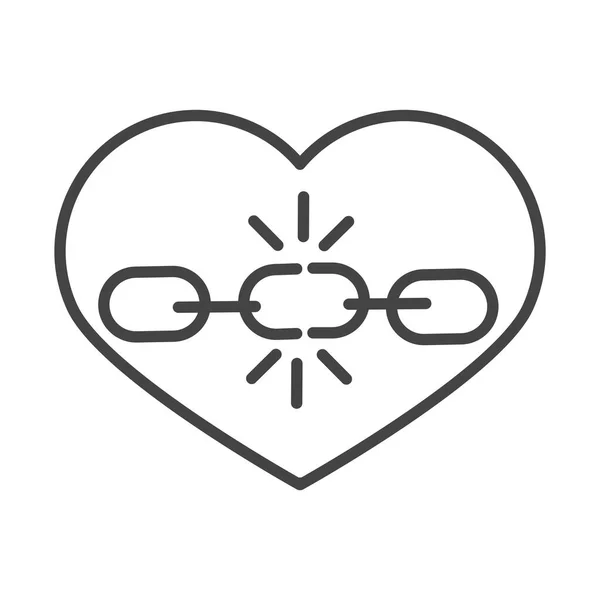International human rights day, broken chain in heart hope design line icon style — Stock Vector