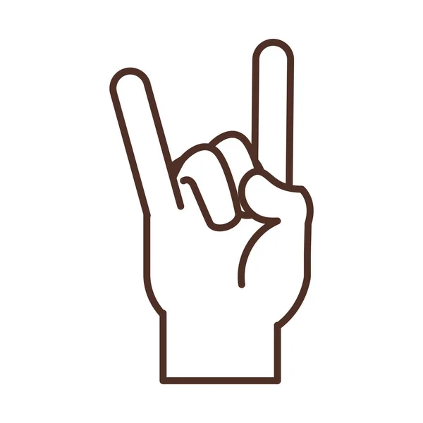 Gebarentaal hand gebaar rock n roll, lijn pictogram — Stockvector