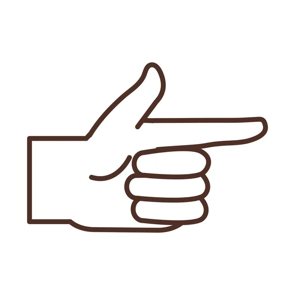 Gesto mão língua de sinais indicando a direção certa, ícone de linha — Vetor de Stock