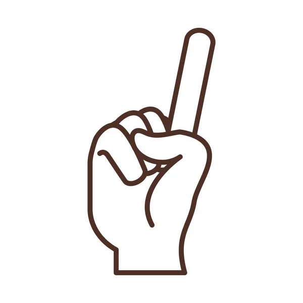 Gesto mão língua de sinais indicando número um, ícone de linha — Vetor de Stock