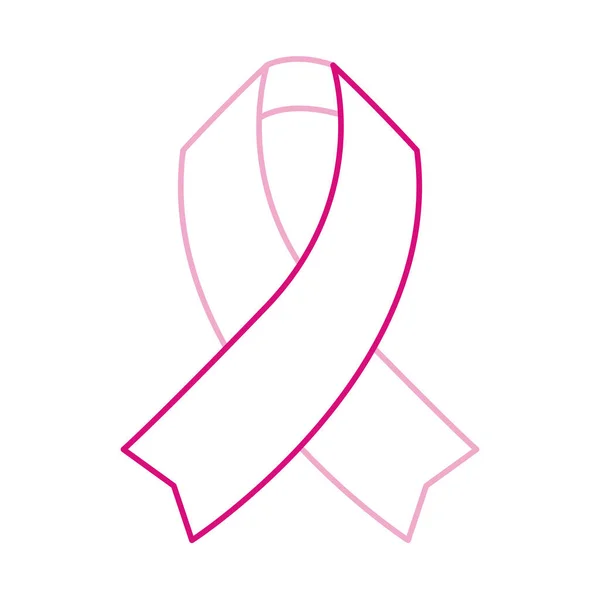 Breast cancer awareness month, pink ribbon help campaign, healthcare concept line icon — Stock Vector