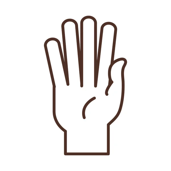 Χειρονομία χέρι νοηματική γλώσσα δείχνει πέντε δάχτυλο, εικονίδιο γραμμή — Διανυσματικό Αρχείο