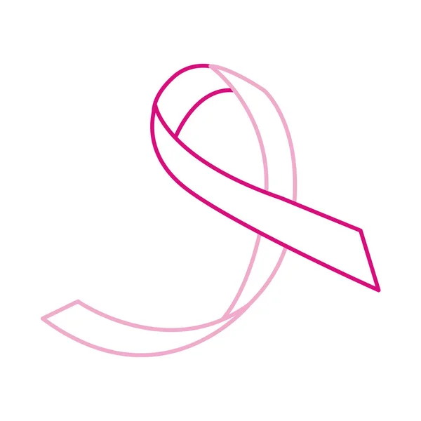 Breast cancer awareness month, pink ribbon support, healthcare concept line icon — Stock Vector