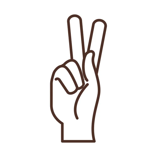 Teckenspråk hand gest fred och kärlek, linje ikon — Stock vektor