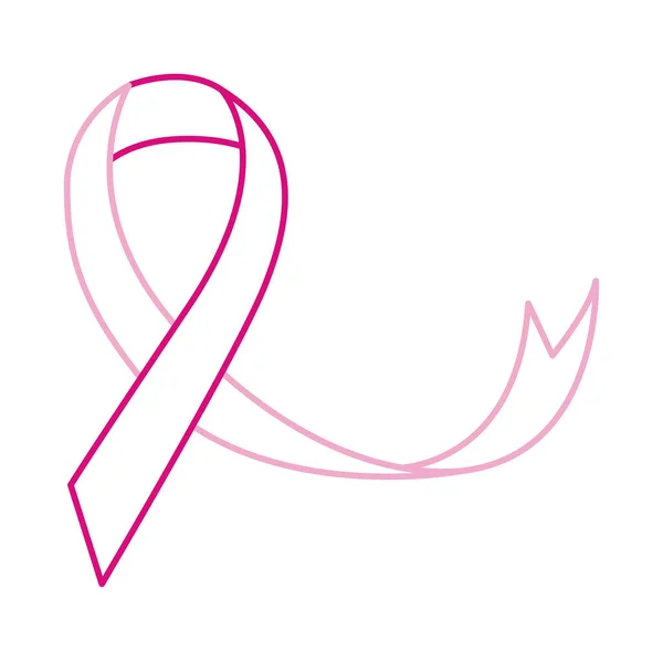 Breast cancer awareness month, pink ribbon hope message, healthcare concept line icon — Stock Vector