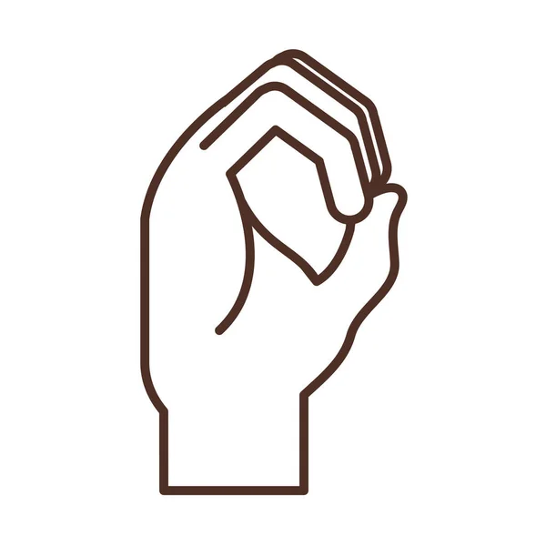 Teckenspråk handgest som indikerar o bokstav, linje ikon — Stock vektor