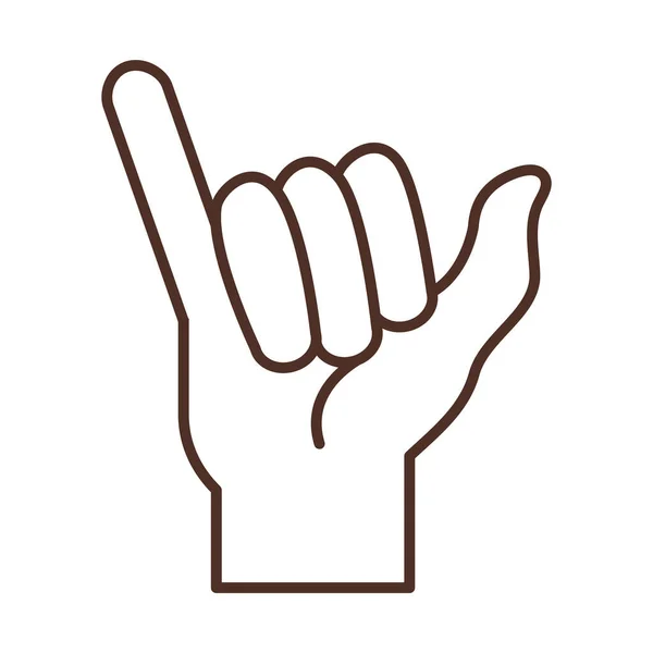 Işaret dili el hareketi y harfi, satır simgesi — Stok Vektör