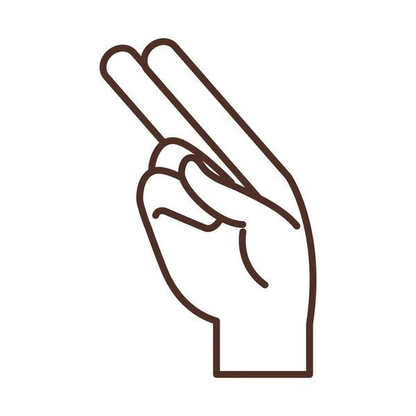 Χειρονομία χέρι νοηματική γλώσσα υποδεικνύοντας h γράμμα, εικονίδιο γραμμή — Διανυσματικό Αρχείο