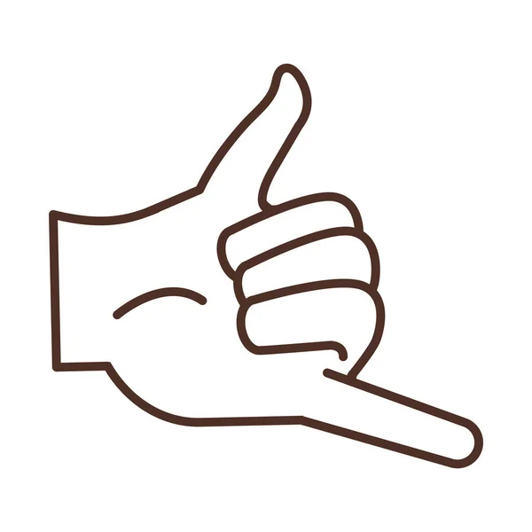 Zeichensprache Handgeste, die auf Aloha hinweist, Liniensymbol — Stockvektor