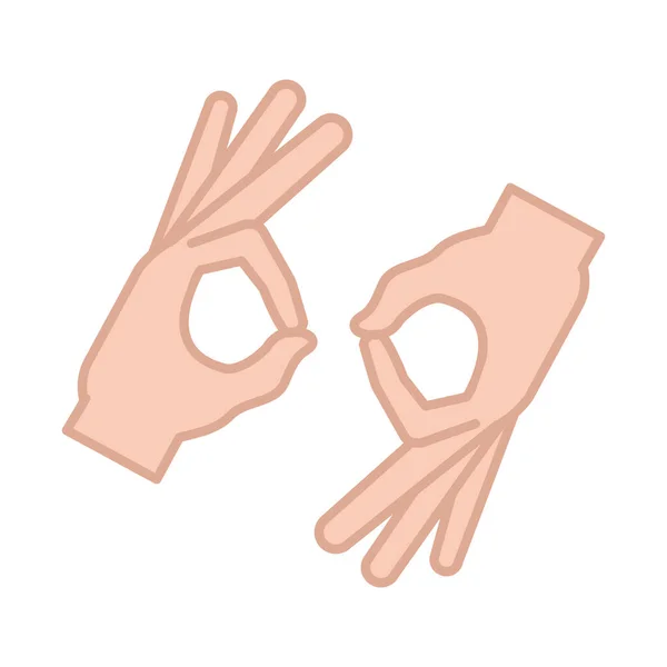 Znakový jazyk tlumočení gesto ruky, řádek a výplň ikony — Stockový vektor