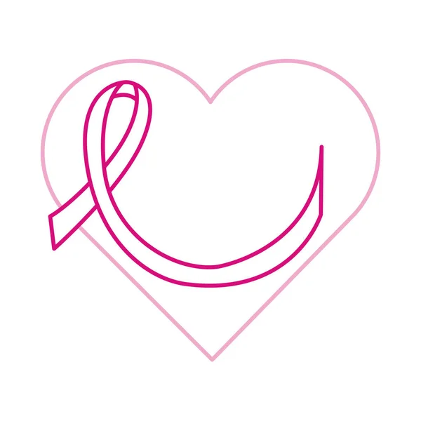 Miesiąc świadomości raka piersi, różowa wstążka serca miłość, ikona koncepcji opieki zdrowotnej — Wektor stockowy