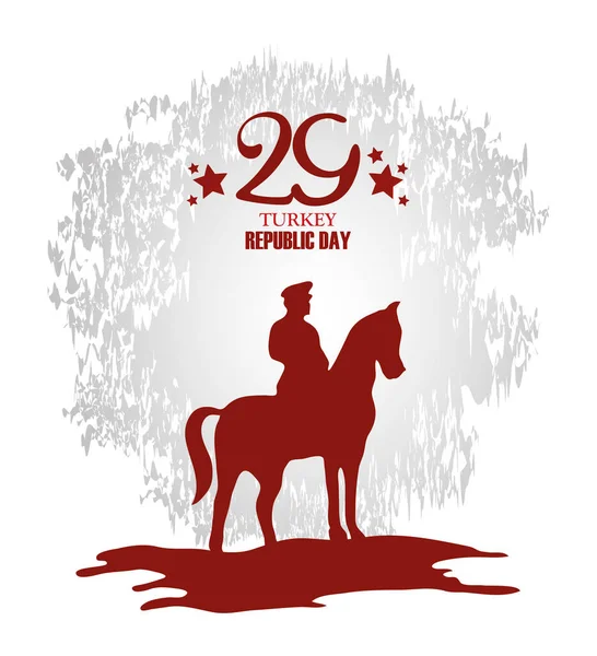 Dia de república de peru, soldado montando no projeto silhueta cavalo — Vetor de Stock