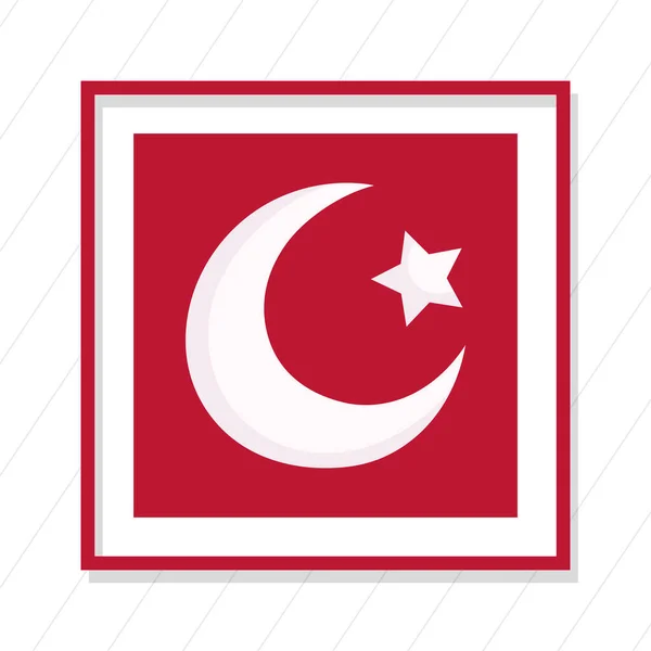 Jour de la république de dinde, drapeau carré emblème patriotisme sur fond de lignes blanches — Image vectorielle