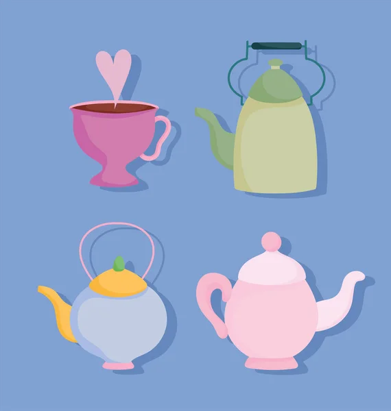 tazas de té, tetera, juego de bebidas a base de hierbas de flor de limón  1428532 Vector en Vecteezy