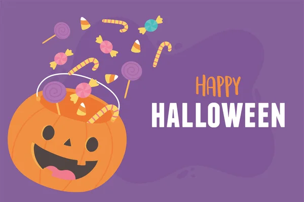 Счастливый Хэллоуин с множеством конфет — стоковый вектор