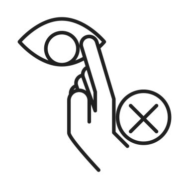 Yeni normal, gözlerinize dokunmaktan kaçının, Coronavirus hastalığından sonra covid 19, doğrusal simge tarzı