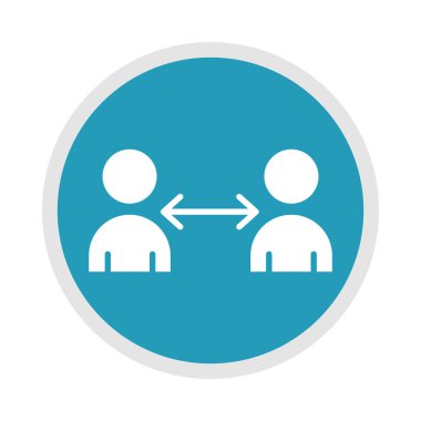 Coronavirüs hastalığından sonra yeni, normal, sosyal mesafeli yaşam tarzı, covid 19, mavi siluet ikonu