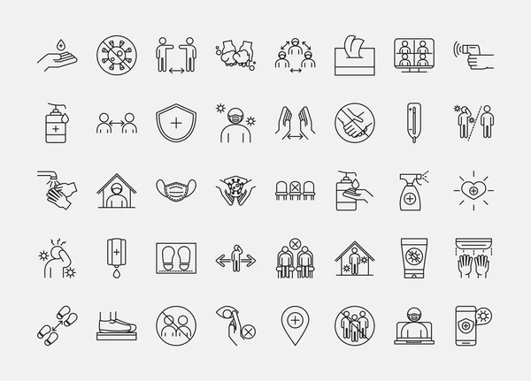 Coronavirüs hastalığından sonra yeni normal yaşam tarzı covid 19, doğrusal simge biçimleri belirlendi