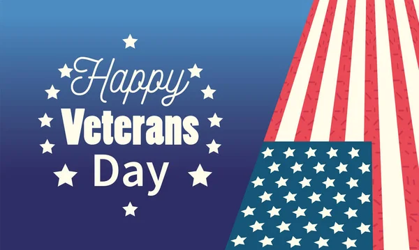 Feliz día de los veteranos, celebración conmemorativa de la bandera americana — Vector de stock