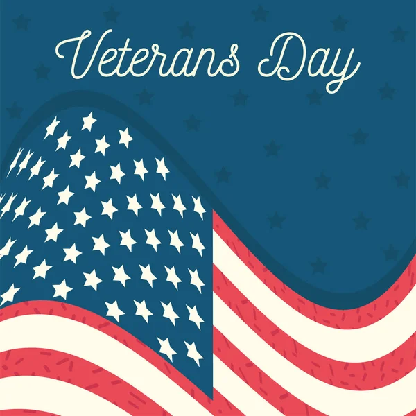 Felice giorno dei veterani, sventolando bandiera americana patriottismo — Vettoriale Stock