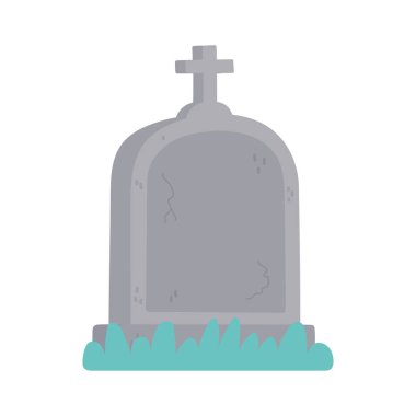 Haç ve çimenli mezar taşı izole tasarım simgesi