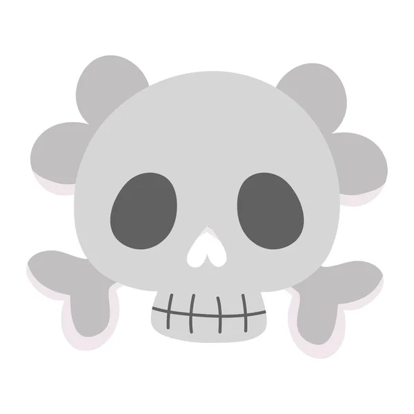 Cartoon skull bones death isolated design icon — Stock Vector