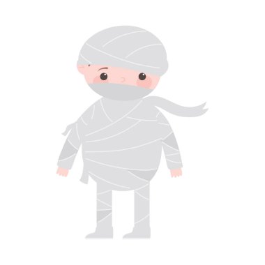 Mutlu cadılar bayramı, erkek mumya kostümü çizgi film karakteri izole tasarım ikonu