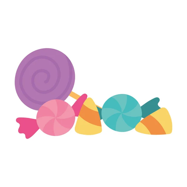 Caramelos dulces y encías icono de diseño aislado — Vector de stock