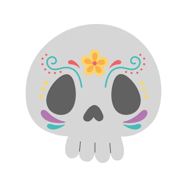 Día de la muerte, la decoración floral de la flor del cráneo celebración mexicana — Vector de stock