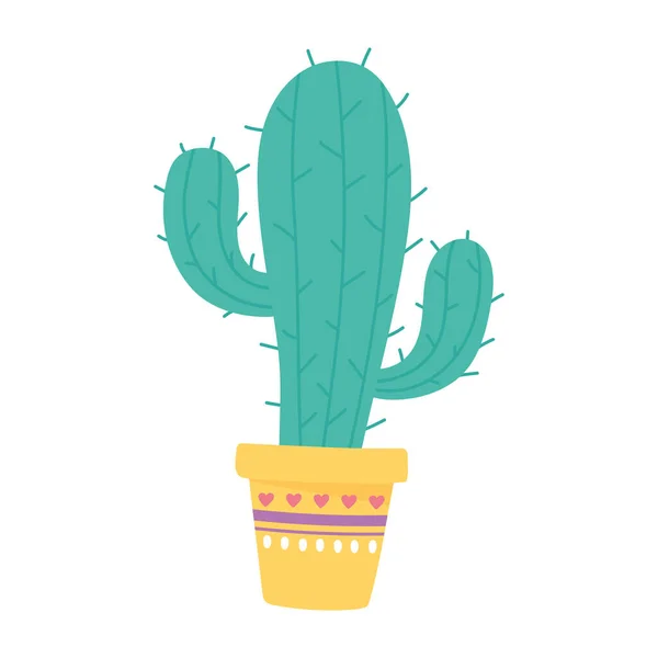Cserepes kaktusz dekoráció izolált design ikon — Stock Vector