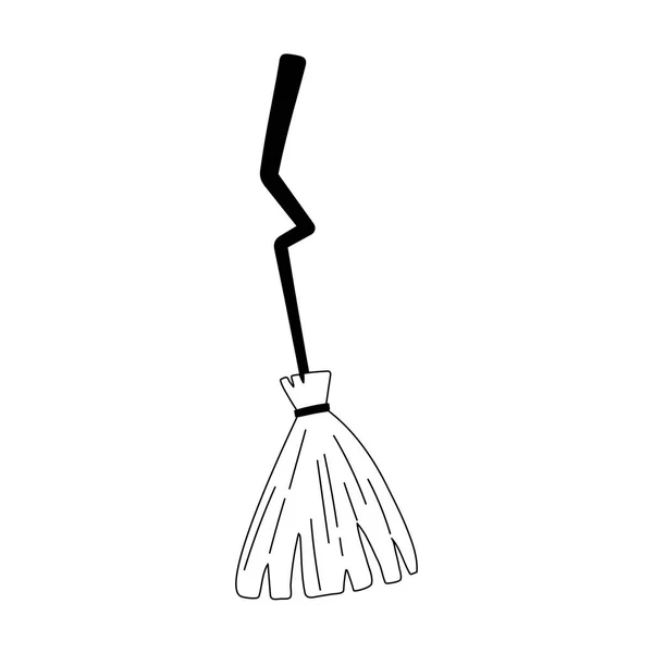 Rustic broom isolated design icon line style — стоковый вектор