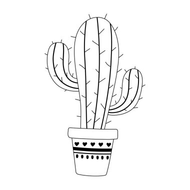 Kaktüs süslemesi izole edilmiş tasarım simgesi çizgisi biçimi
