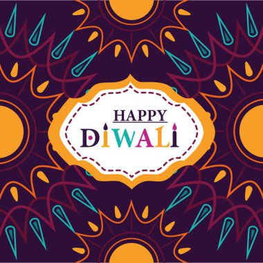 Mutlu diwali festivalleri, diya lambaları. Mandalas dekorasyon arka planında ışıklar.