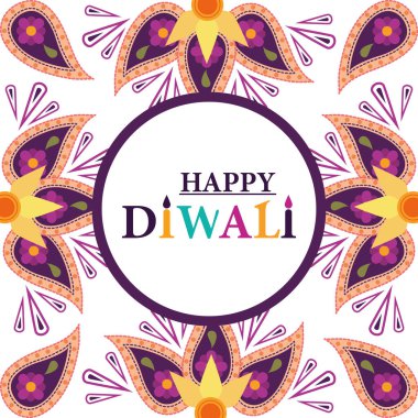 Mutlu diwali festivalleri, geleneksel mandala çiçekleri etkinliği Hindu etiketi