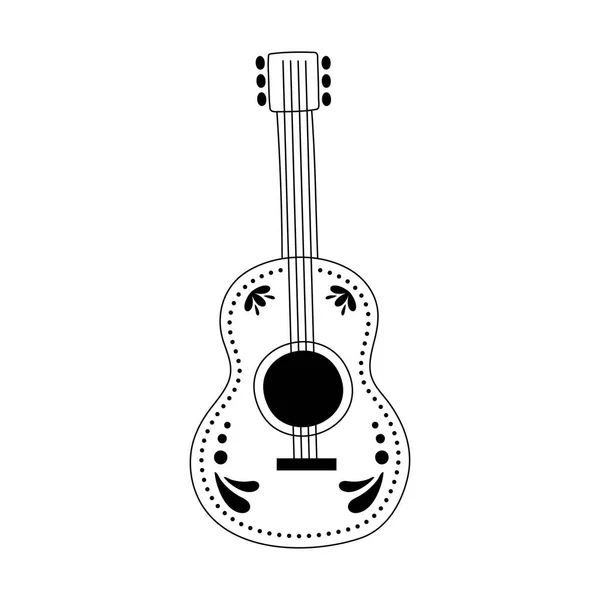 Instrumento de música guitarra design isolado ícone linha estilo — Vetor de Stock