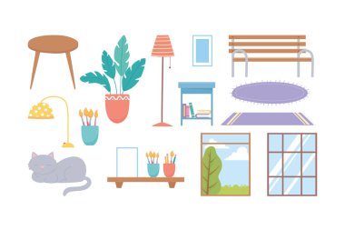 kedi pencereleri yedek kulübesinde lamba süsleme simgeleri