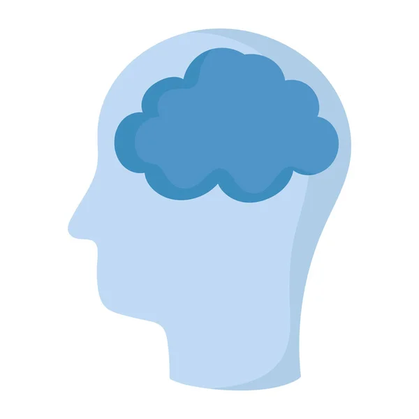 Perfil cabeza humana y cerebro aislado icono estilo — Vector de stock