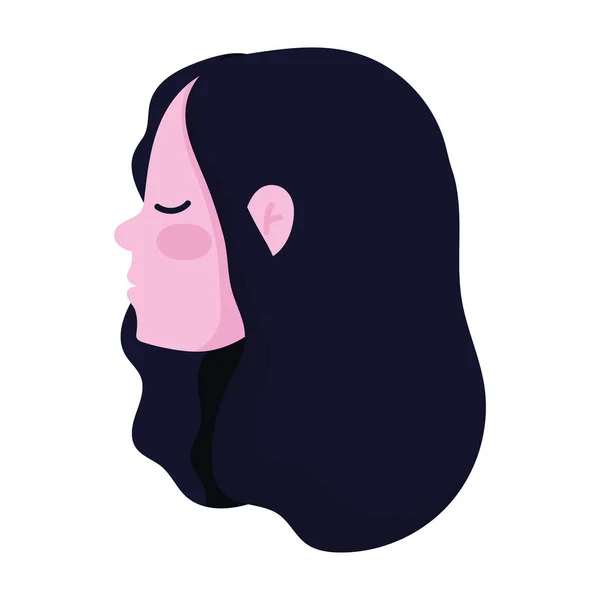 Profil hlava dívka karikatura izolované ikony styl — Stockový vektor