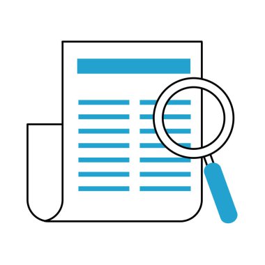 arama simgesi, kağıt bilgi içeriği mavi satır ve doldur