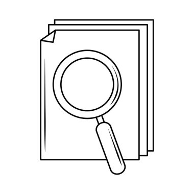 arama simgesi, metin içeriği büyüteç biçimi olan kağıt