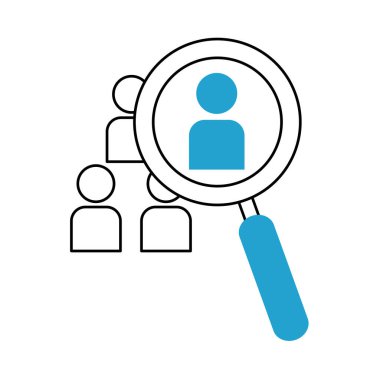 Arama simgesi, işe alma ve işe alım cam mavi çizgi ve doldurma