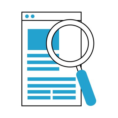 Arama simgesi, belge web sitesi büyüteci resimleme mavi satırı ve doldur