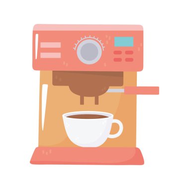 Kahve makinesi espresso ve kupa izole edilmiş ikon tarzı