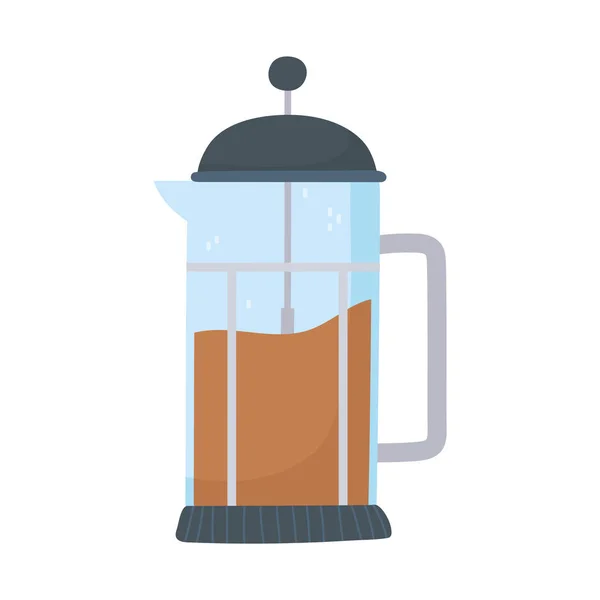 Kaffee Französisch Press Maker Getränk frisch isoliert Ikone Stil — Stockvektor