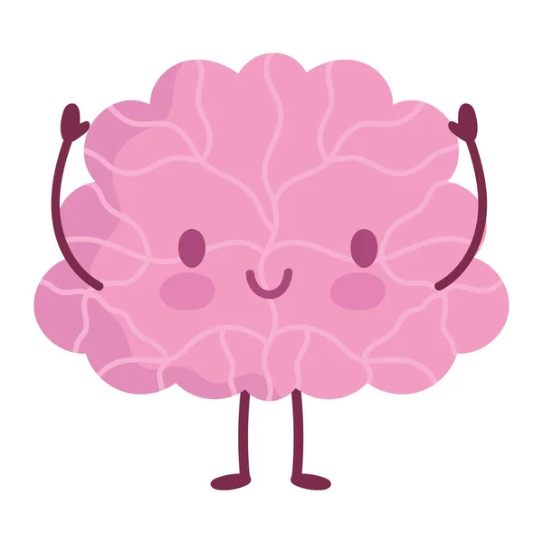 Menschliches Gehirn Cartoon Charakter isoliert Ikone Stil — Stockvektor