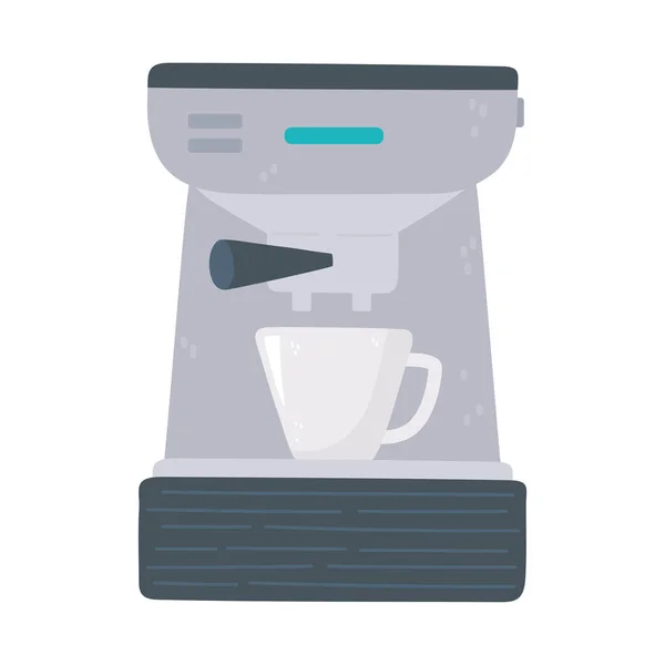 Kaffee-Gebräu-Methode Espressomaschine und Tasse isoliert Symbol Stil — Stockvektor