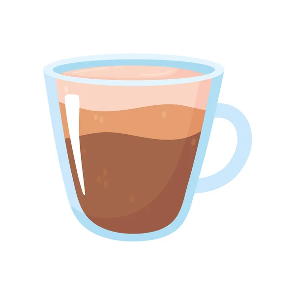 Copo de vidro de café bebida estilo ícone isolado —  Vetores de Stock