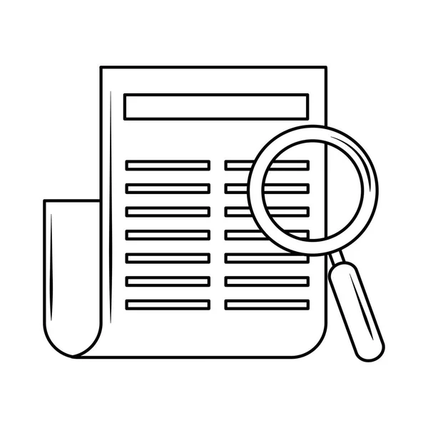 Icono de búsqueda, estilo de línea de contenido de información en papel — Vector de stock
