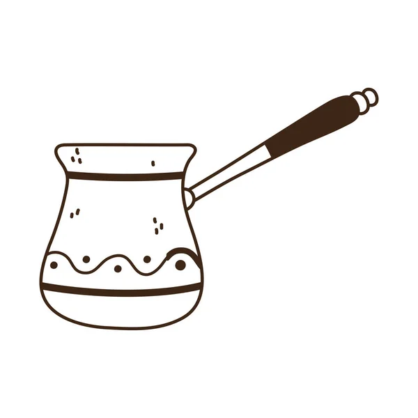Koffie turks maker warme drank lijn pictogram stijl — Stockvector
