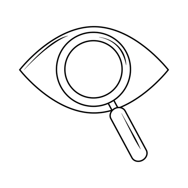 Search icon, vergrotende observatie oog kijken lijn stijl — Stockvector